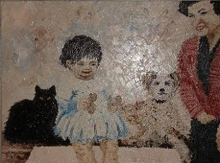 1998 Niña, madre, gato, perro. 1998 Niña, madre, gato, perro.