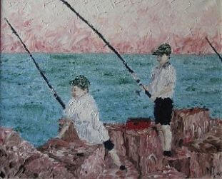 1990 Niños pescando 1990 Niños pescando
